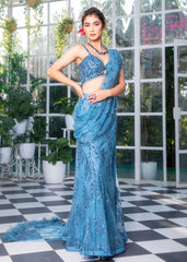 Steel Blue Drape Saree