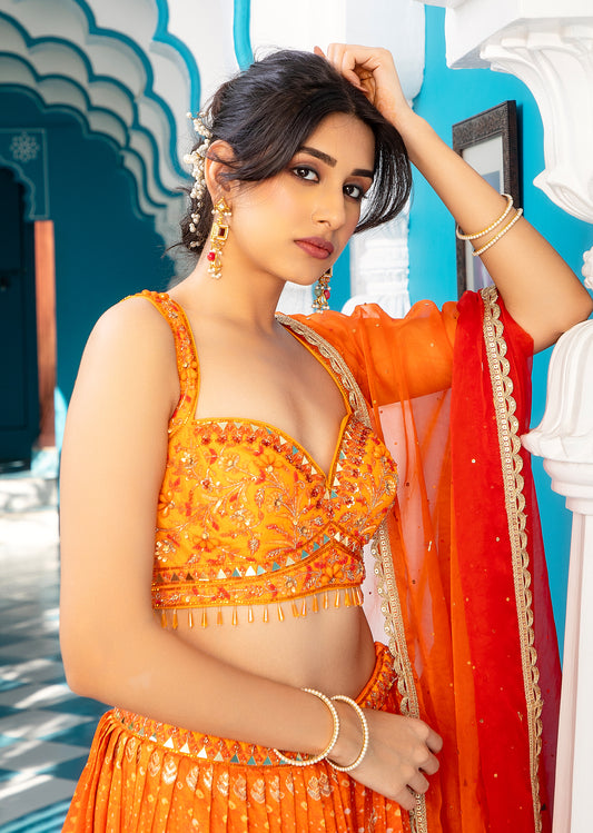 Orange Lehenga Set