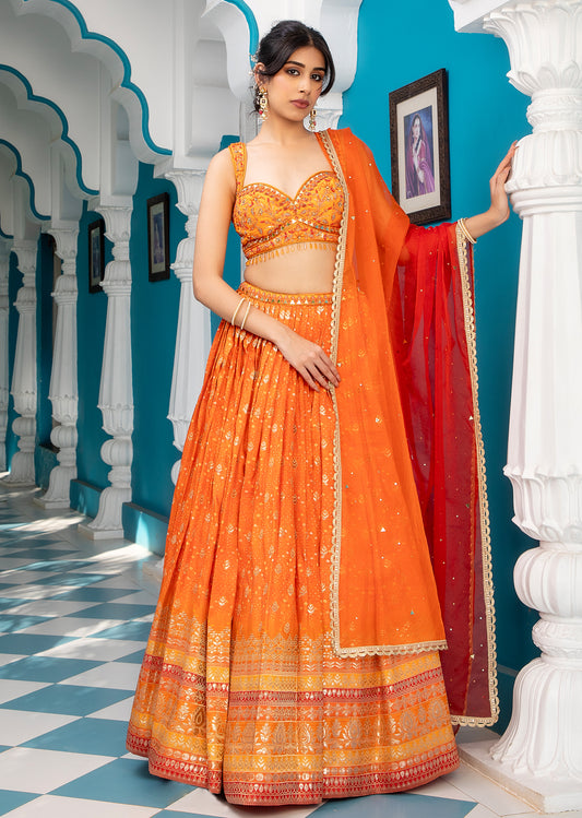 Orange Lehenga Set
