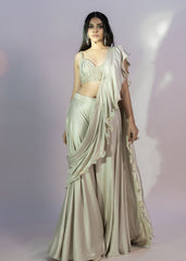 Off White Choli With Drape