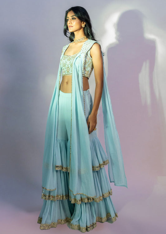 Sky Blue Plazo Set
