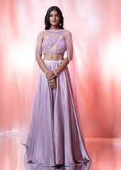 Pink Net Blouse With Pink Lehenga