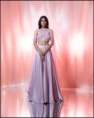 Pink Net Blouse With Pink Lehenga