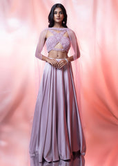 Pink Net Blouse With Pink Lehenga