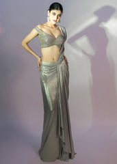 Grey Off Drape Saree