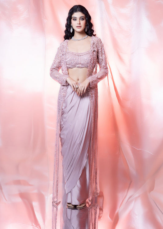 Pink Choli And Cape