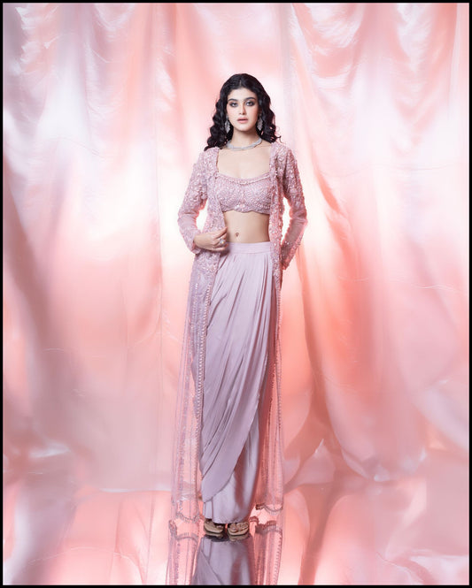 Pink Choli And Cape