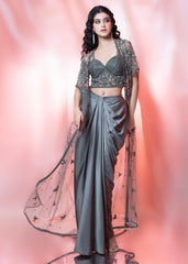 Grey Choli And Cape