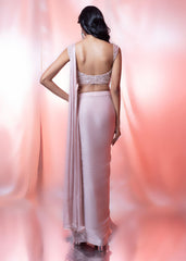 Light Pink Drape Saree With Choli