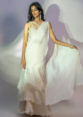 Off White Choli With Drape