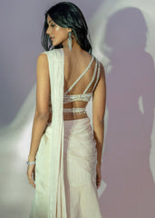 Off White Choli With Drape