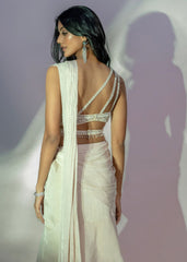 Off White Choli With Drape
