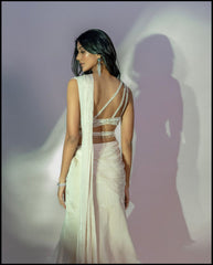 Off White Choli With Drape