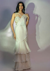 Off White Choli With Drape
