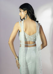 Grey Shimmer Dupatta Net Drape Skirt