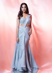 Blue Drape Saree