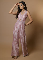 Elegant Mauve banarsi Jumpsuit