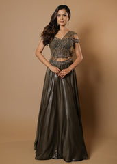 Olive Embellished Designer Lehenga Set
