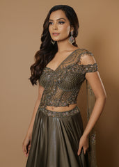 Olive Embellished Designer Lehenga Set