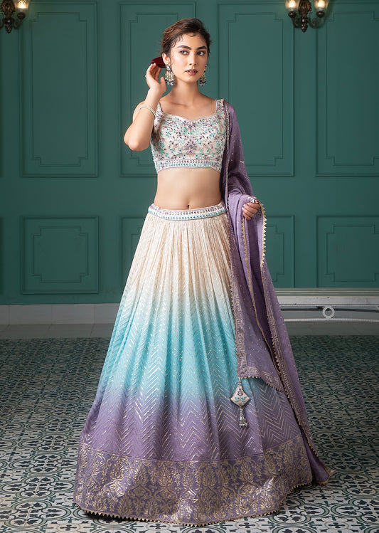 Ivory Ombre Lehenga Set
