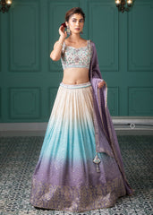 Ivory Ombre Lehenga Set