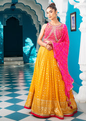 Rani And Yellow Lehenga Set
