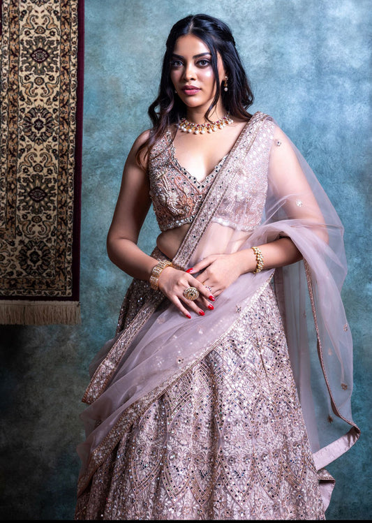 Cream White Lehenga