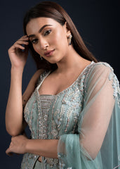 Dusk Blue Kurta Lehenga Set