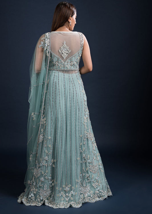 Dusk Blue Kurta Lehenga Set