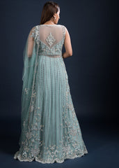 Dusk Blue Kurta Lehenga Set