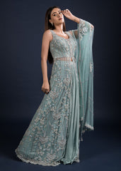 Dusk Blue Kurta Lehenga Set