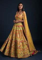 Lime Floral Lehenga Set