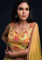 Lime Floral Lehenga Set