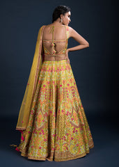 Lime Floral Lehenga Set