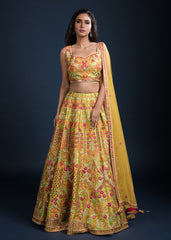 Lime Floral Lehenga Set