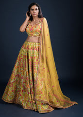 Lime Floral Lehenga Set