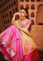 Fuchsia Pink Floral Detail Lehenga Set