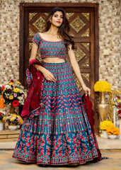 Persian Blue Multicolor Lehenga Set
