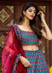 Persian Blue Multicolor Lehenga Set