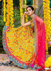 Mustard Multicolored Resham Lehenga Set