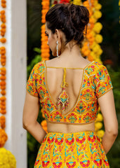 Mustard Multicolored Resham Lehenga Set