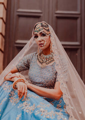 Cobalt Blue Scallop Lehenga Set