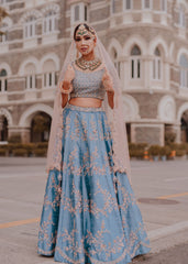 Cobalt Blue Scallop Lehenga Set