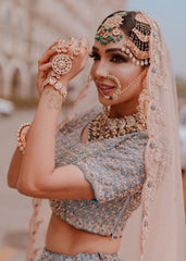 Cobalt Blue Scallop Lehenga Set