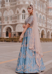 Cobalt Blue Scallop Lehenga Set