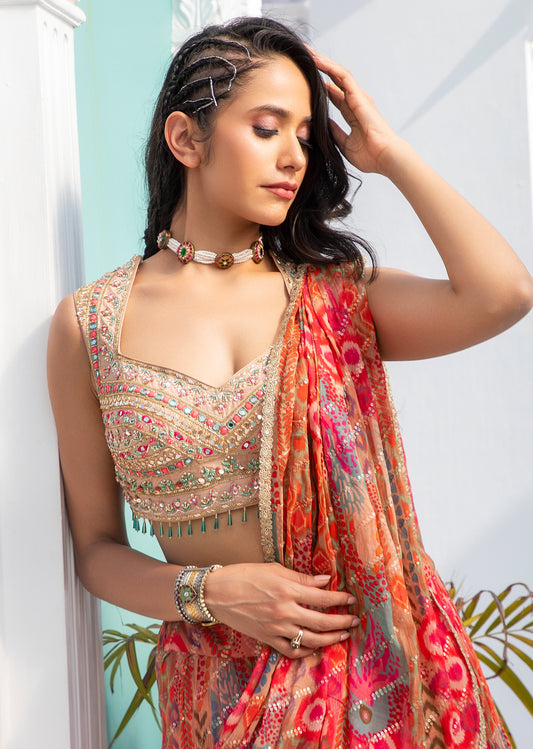 Orange Lehenga Set