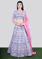 Lavender Pink Mirrorwork Lehenga Set