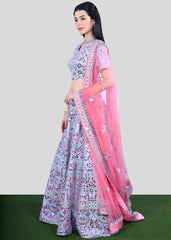 Lavender Pink Mirrorwork Lehenga Set