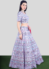 Lavender Pink Mirrorwork Lehenga Set