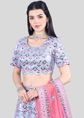 Lavender Pink Mirrorwork Lehenga Set